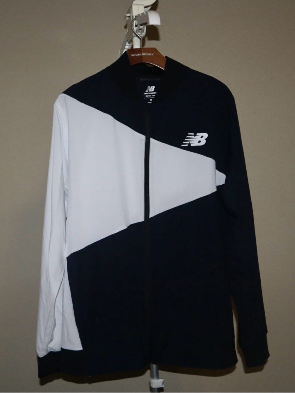 New Balance Navy and White Colorblock Zip Jacket